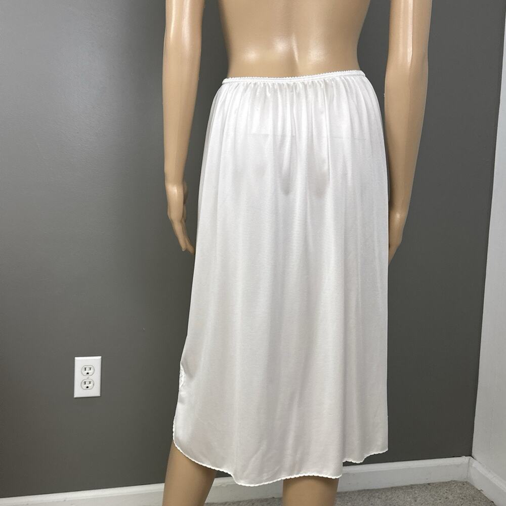 Vintage Bali Half Slip Skirt Size XL White Antron III Nylon Lace Slit USA Made - Picture 7 of 9